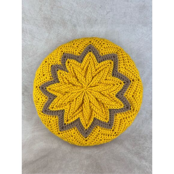 Vintage Mod Afghan Crochet Pillow 1970s - Picture 1 of 5